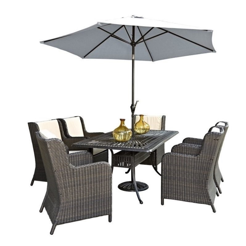 8 Piece Patio Dining Set with Umbrella in Charcoal - 5560-37056