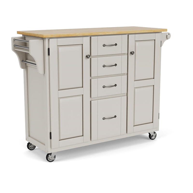 Farmhouse Rolling Kitchen Island, Portable Kitchen Cart Wood Top Kitch