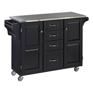 Homestyles Create-a-Cart Solid Wood Kitchen Cart w/Stainless Steel Top in Black
