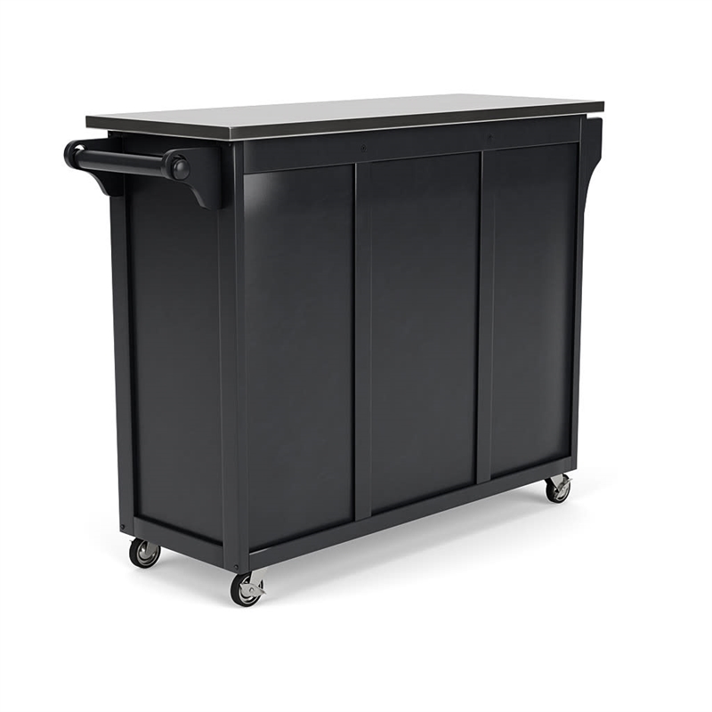 Homestyles Create-a-Cart Solid Wood Kitchen Cart w/Stainless Steel Top in Black
