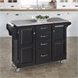 Homestyles Create-a-Cart Solid Wood Kitchen Cart w/Stainless Steel Top in Black