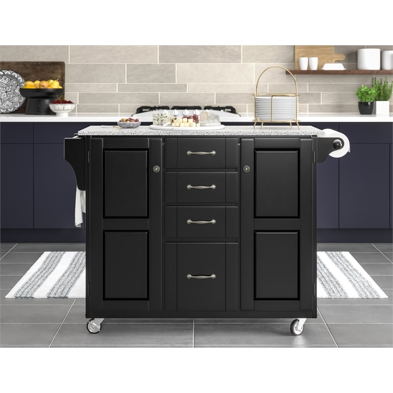 Homestyles Create-a-Cart Wood Rolling Kitchen Cart in Black