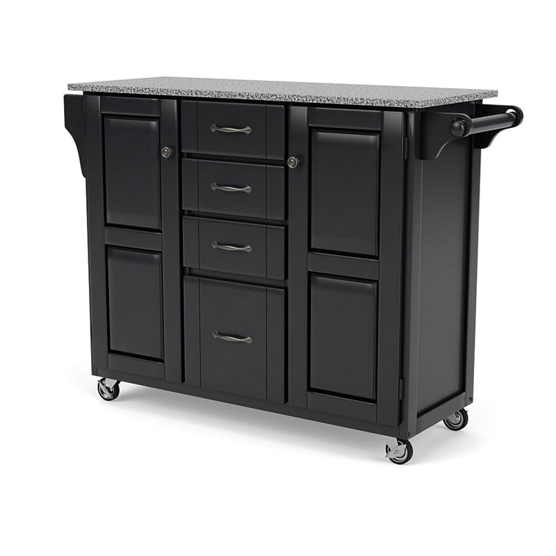 Homestyles Create-a-Cart Wood Rolling Kitchen Cart in Black