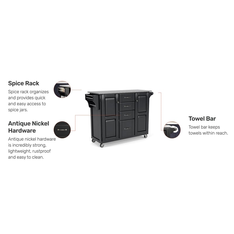 Homestyles Create-a-Cart Wood Rolling Kitchen Cart in Black