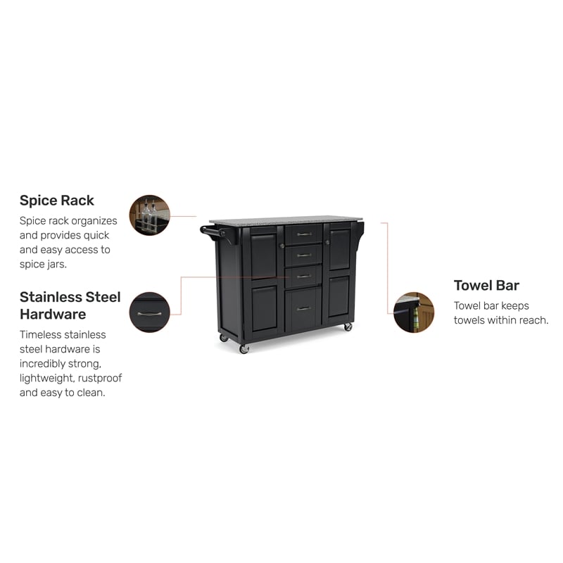 Homestyles Create-a-Cart Wood Rolling Kitchen Cart in Black