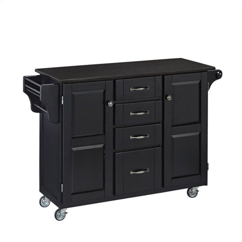 Homestyles Create-a-Cart Wood Kitchen Cart in Black