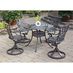Homestyles Largo Aluminum 5 Piece Dining Set with Swivel Chairs in Taupe