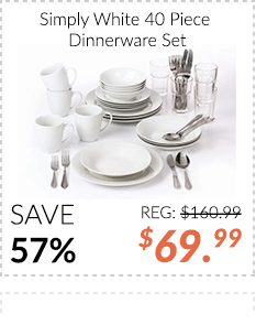 Simply White 40 Piece Dinnerware Set - $69.99
