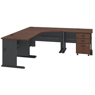 Series A Collection 84W x 84D Corner Workstation with 3Dwr File in Hansen Cherry
