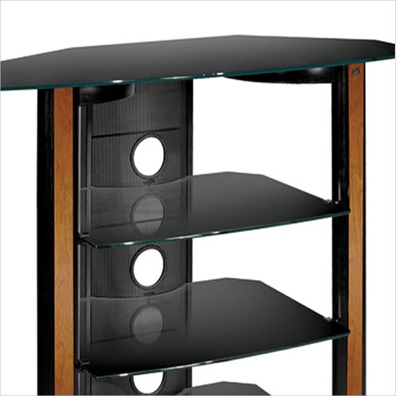 Bello Black Flat Panel Gls 4 Shelf TV Stand 748249021225  