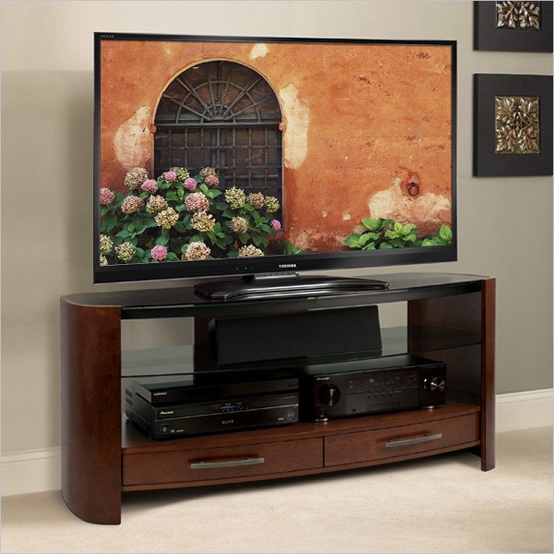 Bello Curved Wood Vibrant Espresso TV Stand | eBay