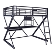 Linon Z-Bedroom Full Size Bunk Bed/Study Loft in Black Heavy Gauge Steel