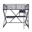Linon Z-Bedroom Full Size Bunk Bed/Study Loft in Black Heavy Gauge Steel