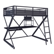 Linon Z-Bedroom Full Size Bunk Bed/Study Loft in Black Heavy Gauge Steel