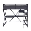 Linon Z-Bedroom Full Size Bunk Bed/Study Loft in Black Heavy Gauge Steel