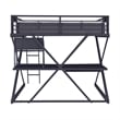 Linon Z-Bedroom Full Size Bunk Bed/Study Loft in Black Heavy Gauge Steel
