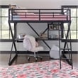 Linon Z-Bedroom Full Size Bunk Bed/Study Loft in Black Heavy Gauge Steel
