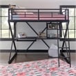 Linon Z-Bedroom Full Size Bunk Bed/Study Loft in Black Heavy Gauge Steel