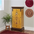 Linon Masterpiece Hand Painted Jewelry Armoire in Antique Parchment Yellow Wood