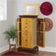 Linon Masterpiece Hand Painted Jewelry Armoire in Antique Parchment Yellow Wood