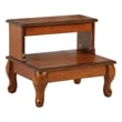 Linon Beatrice Wood Bed Steps Queen Anne Legs & Hidden Drawer in Antique Cherry