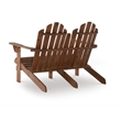 Linon Adirondack Solid Acacia Wood Outdoor Double Bench in Acorn Brown Stain