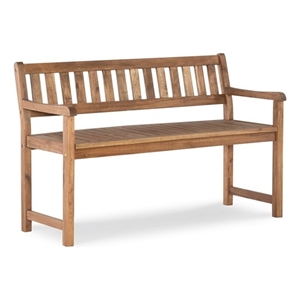 Linon Catalan Sturdy Acacia Solid Wood Outdoor Bench in Acorn Brown Stain