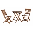 Linon Catalan Three Piece Outdoor Foldable Wood Bistro Set in Acorn Brown