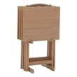 Linon Acacia Wood Five Piece Tray Table Set with Planked Distressed Top in Gray