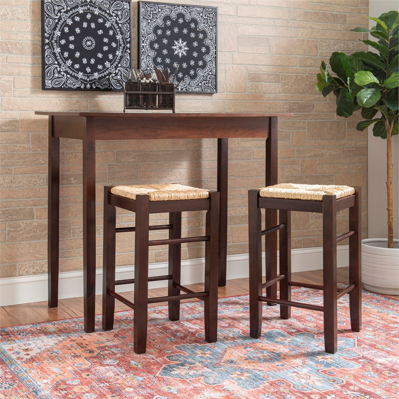Linon Three Piece Wood Tavern Dining Set in Espresso Brown