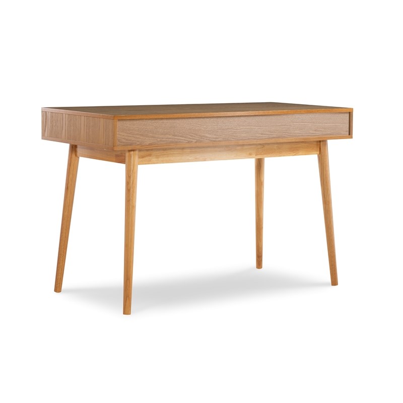 Linon Perry Wood Two Drawer Writing Desk in White and Natural