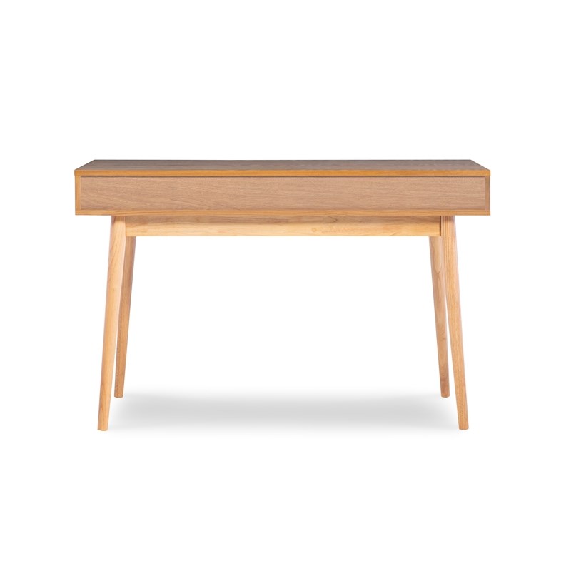 Linon Perry Wood Two Drawer Writing Desk in White and Natural
