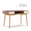 Linon Perry Wood Two Drawer Writing Desk in White and Natural