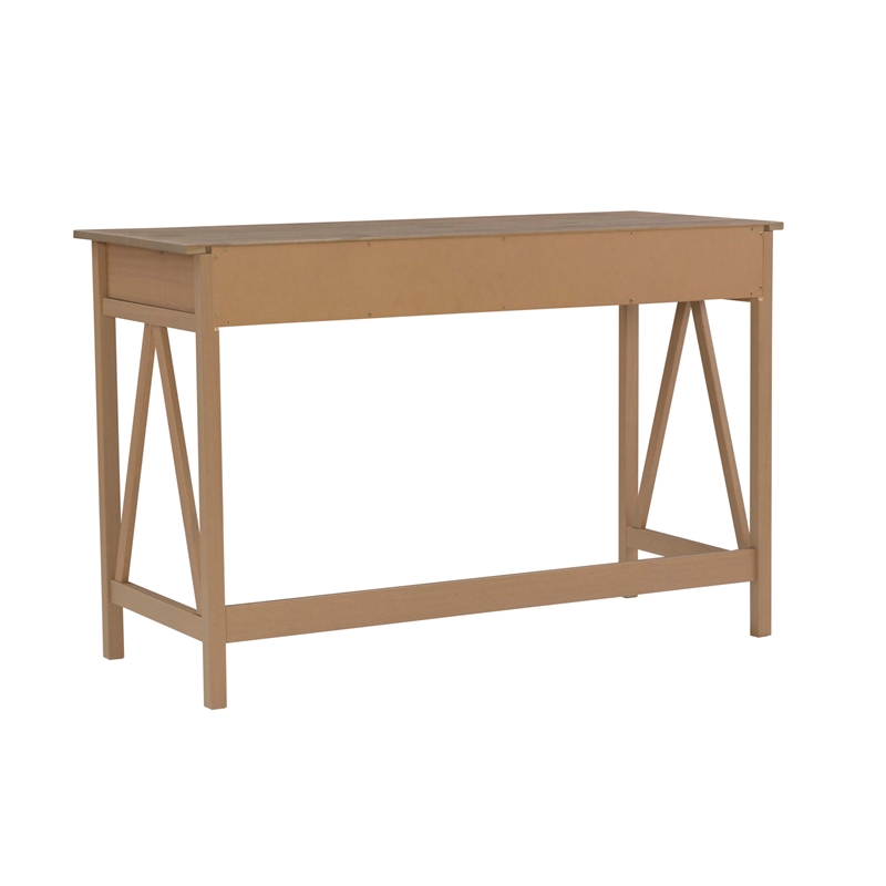 Linon Titian Pine Wood One Drawer Desk in Driftwood Brown