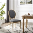 Linon Avalon Oak Wood Oval Back Set of Two Upholstered Dining Chairs in Charcoal