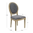 Linon Avalon Oak Wood Oval Back Set of Two Upholstered Dining Chairs in Charcoal