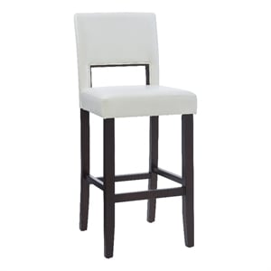 Linon Vega 30.5&quot White Faux Leather Upholstery Wood Bar Stool Dark Espresso