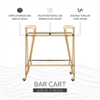 Linon Mia Metal and Mirrored Mid-Century 2 Level Rolling Bar Cart in Gold