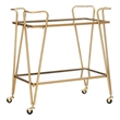 Linon Mia Metal and Mirrored Mid-Century 2 Level Rolling Bar Cart in Gold