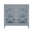 Linon Betty Large Wood Cabinet with 2 Glass Paneled Doors and 3 Shelves in Gray