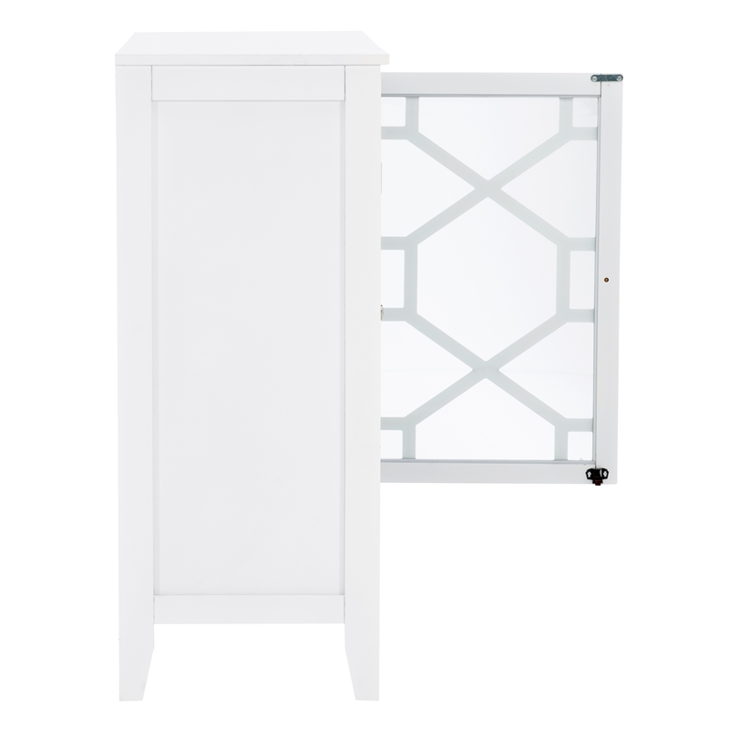 Linon Betty Large Wood Cabinet with 2 Glass Paneled Doors and 3 Shelves in White