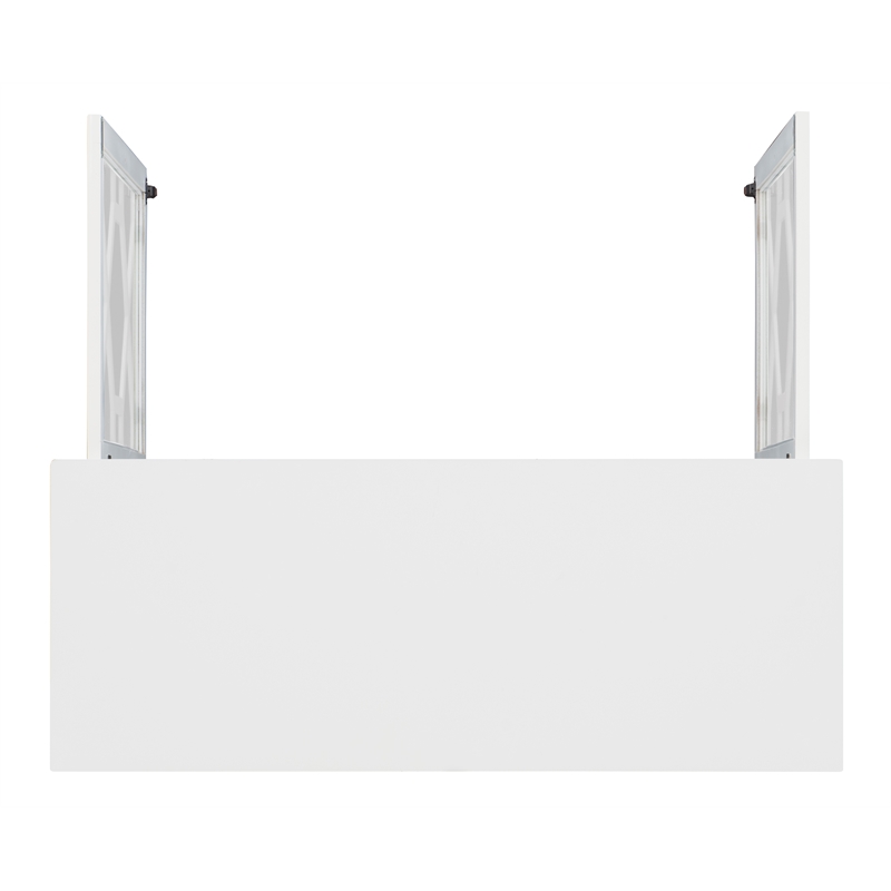Linon Betty Large Wood Cabinet with 2 Glass Paneled Doors and 3 Shelves in White