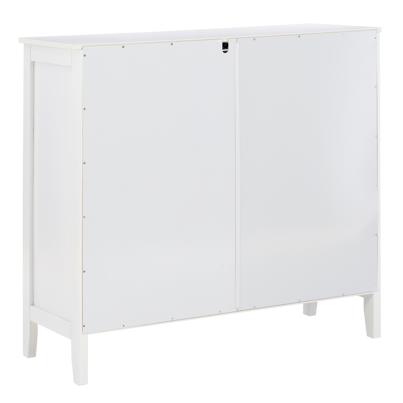 Linon Betty Large Wood Cabinet with 2 Glass Paneled Doors and 3 Shelves in White