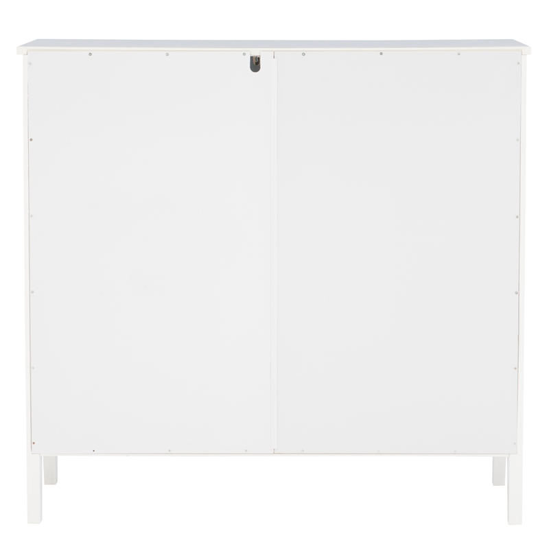 Linon Betty Large Wood Cabinet with 2 Glass Paneled Doors and 3 Shelves in White