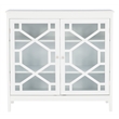 Linon Betty Large Wood Cabinet with 2 Glass Paneled Doors and 3 Shelves in White