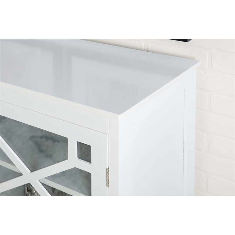 Linon Betty Large Wood Cabinet with 2 Glass Paneled Doors and 3 Shelves in White