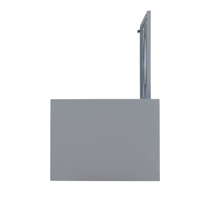 Linon Betty Small Wood Cabinet with a Glass Paneled Door and 3 Shelves in Gray