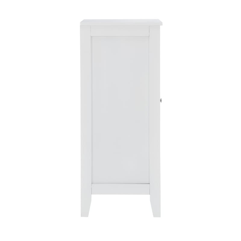 Linon Betty Small Wood Cabinet with a Glass Paneled Door and 3 Shelves in White