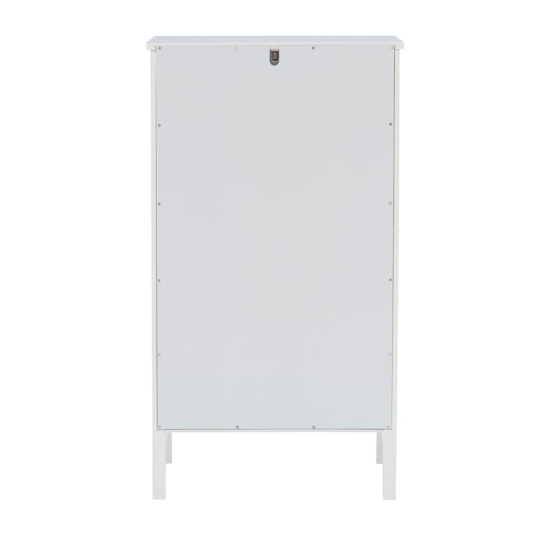 Linon Betty Small Wood Cabinet with a Glass Paneled Door and 3 Shelves in White
