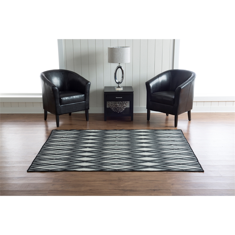 Linon Salonika Diamond Reversible Woven Wool 5'x8' Rug in Gray